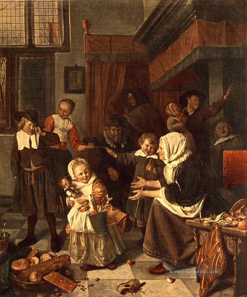 Das Fest des heiligen Nikolaus holländischen Genre Maler Jan Steen Ölgemälde